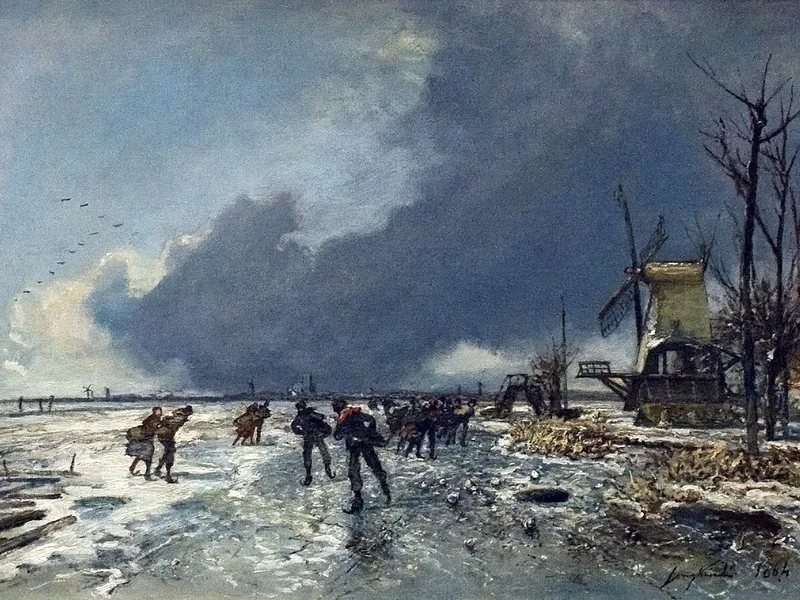 1819-Johan Barthold Jongkind - Paesaggio invernale con pattinatori
